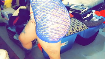Fishnet dress and horny