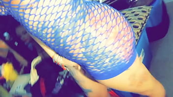 Fishnet dress and horny