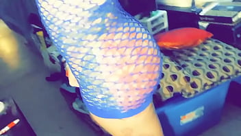 Fishnet dress and horny