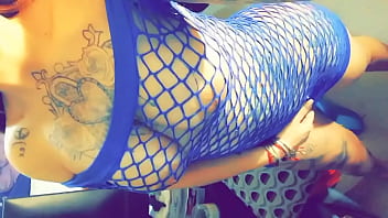 Fishnet dress and horny