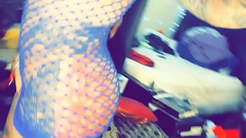 Fishnet dress and horny