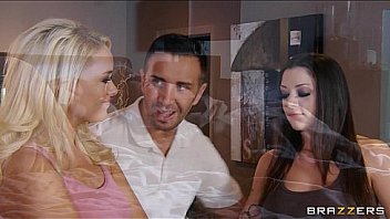 Big tit blonde and her busty brunette gf share one big dick