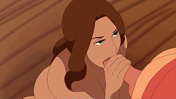 Busty brunette sucks her first big dick