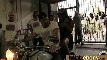 Huge cocks cover their black face in cum 8