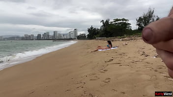 Public dick flashing hottie lets me cum on her tits