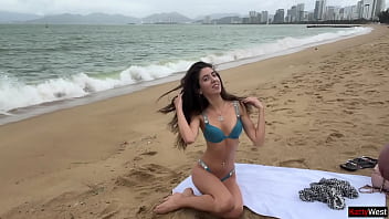 Public dick flashing hottie lets me cum on her tits