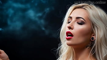 Smoke fetish smoking girl red lipstick ai movie