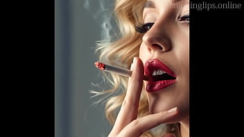 Smoke fetish smoking girl red lipstick ai movie