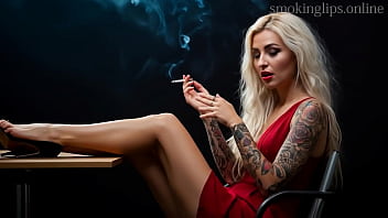 Smoke fetish smoking girl red lipstick ai movie