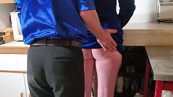 I couldn't help but get on me knees for her in blue dress