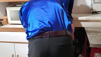 I couldn't help but get on me knees for her in blue dress