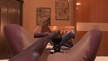 Huge dildo in pussy and vibrator in ass