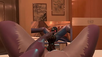 Huge dildo in pussy and vibrator in ass