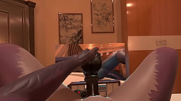 Huge dildo in pussy and vibrator in ass