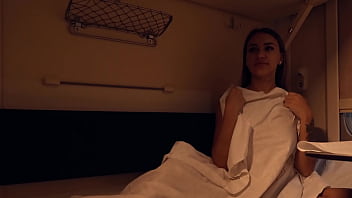 One way blonde cums to train vibration