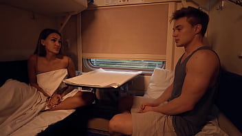 One way blonde cums to train vibration