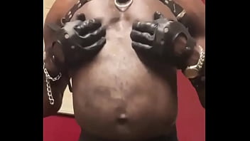 Black Bodybuilder Solo Titplay Rubber Leather & Cum Finale thumbnail