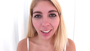 Cara sky cute blonde big dick pov blowjob and cum load swallow