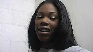 Ebony slut fucks a white gloryhole cock in her first interracial scene 24