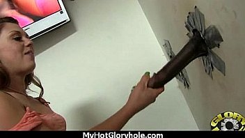 Black chick gives gloryhole blowjob 19