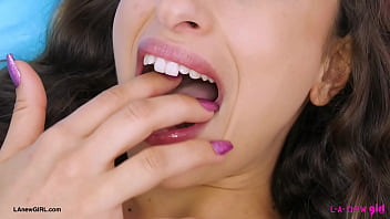 Deep brunette runway model naked close up