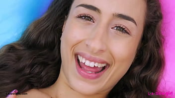 Deep brunette runway model naked close up