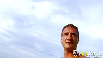 Horny brunettes on the hot beach drilled