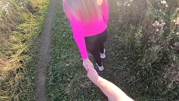 Outdoor fuck blonde with perfect ass without taking off her panties standing doggy style amateur couple pov sex at sunset Outdoor fuck blonde with perfect ass without taking off her panties standing doggy style amateur couple pov sex at sunset