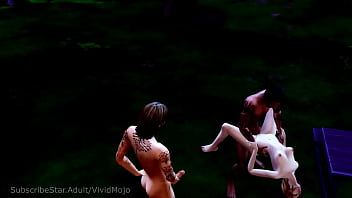 Young girl asleep fucked by three men sucks their dicks and takes their loads on her face outside