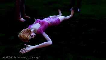 Young girl asleep fucked by three men sucks their dicks and takes their loads on her face outside