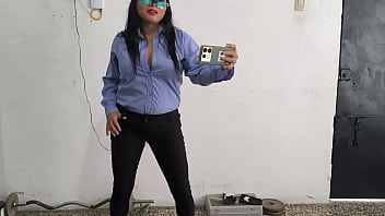 The female police officer shows off her sensual body after work