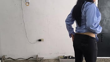 The female police officer shows off her sensual body after work