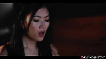 Sexy japanese asian kawaii girl smoking cigarette while touching herself in the pussy