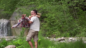 Beauty of nature beautiful natural body and breasts non tattooed blonde hot sex outside by the river