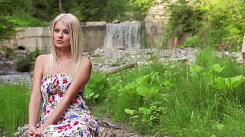 Beauty of nature beautiful natural body and breasts non tattooed blonde hot sex outside by the river