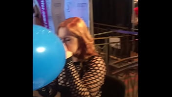 Edyn blair blows up a giant balloon