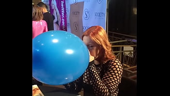Edyn blair blows up a giant balloon