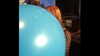 Edyn blair blows up a giant balloon