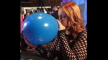 Edyn blair blows up a giant balloon