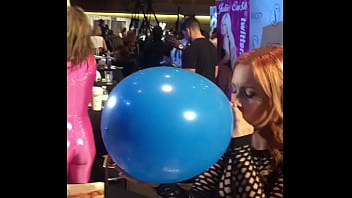 Edyn blair blows up a giant balloon
