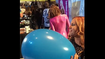 Edyn blair blows up a giant balloon