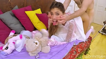 Ahegao tongue pulled and round big butt doggystyle bubble butt bride