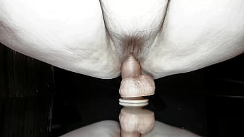 Doggystyle mirror dildo fucking