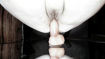 Doggystyle mirror dildo fucking