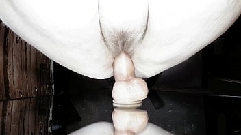 Doggystyle mirror dildo fucking