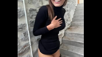 Risky public flashing and sex with 18yo teen model pov sex