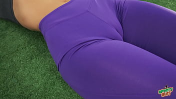 Holy round hard ass what a fit body on this babe super tight leggings exposing cameltoe and vtl