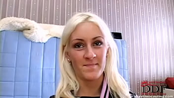 Blonde newcomer grabs cock for sucking