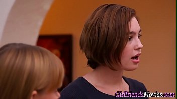 Busty teen licks lesbian