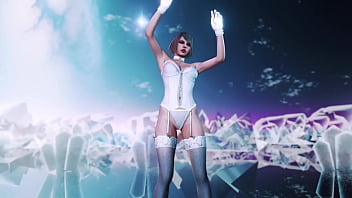 Toned mature ashley graham in sexy white underwear dances sensually